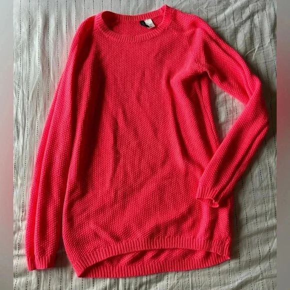H&M Divided Fluorescent Pink Knit Sweater | Small - Picture 1 of 5